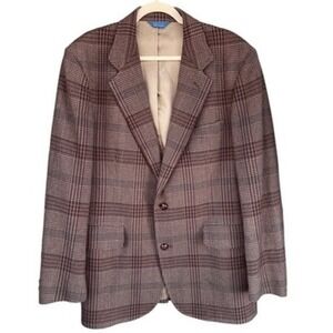 1980s Vintage Pendleton Wool Blazer Jacket Plaid Lined Men 42 Long